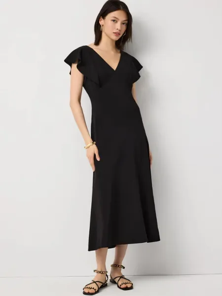 Petite Flutter Sleeve Slip Dress